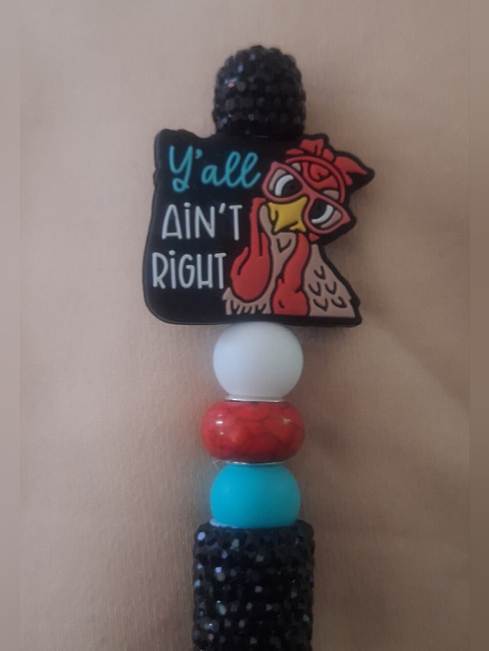 Y'all Aint Right Chicken Black Bling Black Ink Pen NWOT